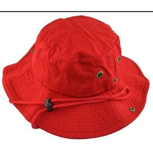 Newhattan Red Cotton Safari Boonie Hat Wide Brim Sun Bucket Hat L/XL